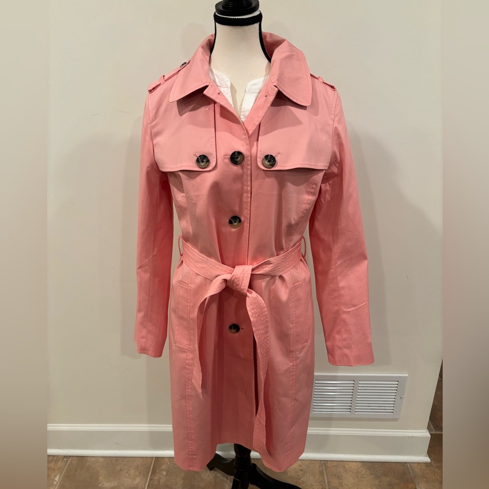 Talbots Women’s Pink Trench Coat, Size L - Picture 2 of 10